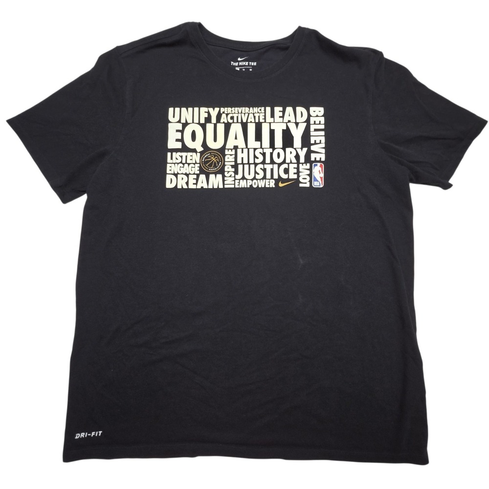 Nike Dri Fit T Shirt XL NBA Black History Month Equality Justice Graphic Tee